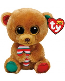 Плюшена играчка TY Toys Beanie Boos - Коледно мече Bella, кафяво, 15 cm
