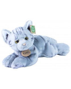 Плюшена играчка Rappa Еко приятели - Котка, сива, лежаща, 30 cm