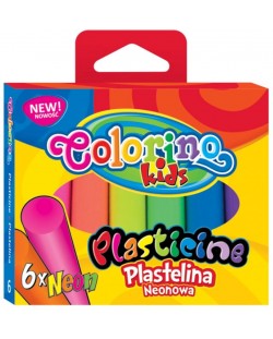 Пластилин Colorino Kids - 6 цвята, неон