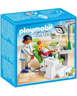Комплект фигурки Playmobil - Зъболекар с малък пациент и стол
