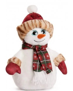 Плюшена играчка Амек Тойс - Снежко с червена шапка и шал, 23 cm