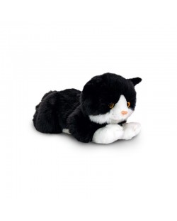 Плюшена играчка Keel Toys - Черна котка с бели петна, 30 cm