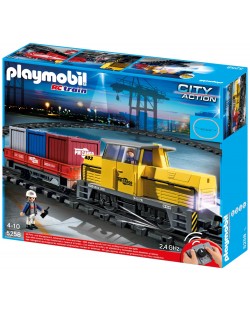 Конструктор Playmobil City Action - Товарен влак с дистанционно