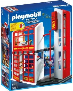 Комплект фигурки Playmobil - Пожарна с аларма