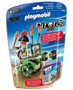 Фигурки Playmobil Pirates - Пиратски капитан със зелено оръдие