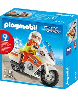 Комплект фигурки Playmobil City Action - Мотор за спешна медицинска помощ със светлини