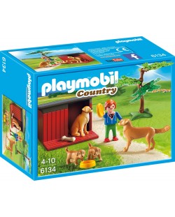 Комплект фигурки  Playmobil Country - Кучета порода голдън ретрийвър и техния стопанин
