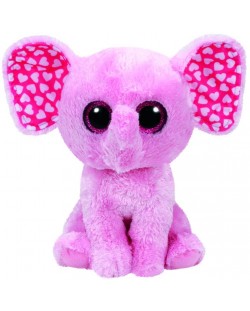 Плюшена играчка TY Toys Beanie Boos - Слон със сърца, розов, 24 cm