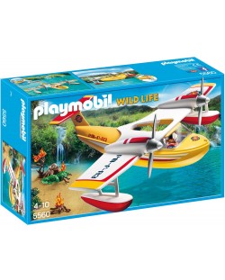 Комплект фигурки Playmobil Wild Life – Противопожарен самолет с водни ски