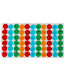 Пластмасови копчета Fandy - самозалепващи, 12mm, 66 броя, микс цветове