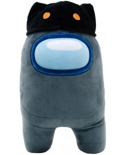 Плюшена фигура YuMe Games: Among Us - Black Crewmate with Cat Head Hat, 30 cm