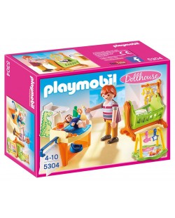 Комплект фигурки Playmobil Dollhouse - Бебешка стая с люлка