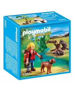 Комплект фигурки Playmobil Wild Life - Турист и семейство бобри