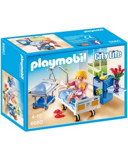 Комплект фигурки Playmobil - Болнична стая с майка и дете