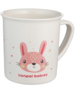 Пластмасова чаша с дръжка Canpol - Cute Animals, 170 ml, розова