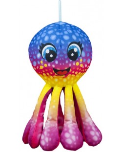 Плюшена играчка Амек Тойс - Цветен октопод, син, 25 сm