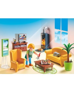 Комплект фигурки Playmobil - Всекидневна с камина