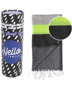 Памучна кърпа в кутия Hello Towels - Neon, 100 х 180 cm, зелено-черна