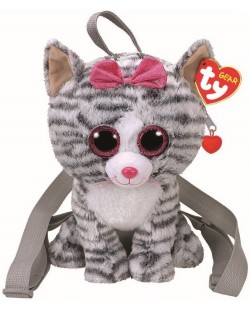 Плюшена раница TY Toys - Сиво коте Kiki, 33 cm