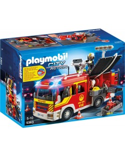 Комплект фигурки Playmobil - Пожарна кола със светлини и звук