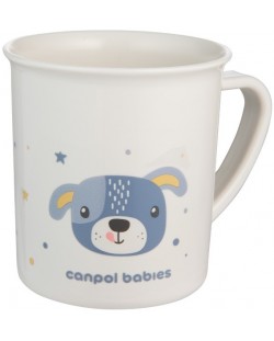 Пластмасова чаша с дръжка Canpol - Cute Animals, 170 ml, синя