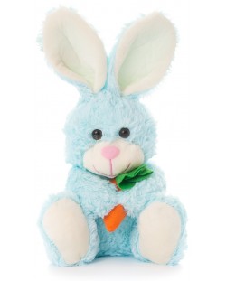 Плюшено зайче Tea Toys - Чочо, 28 cm, с морков, синьо
