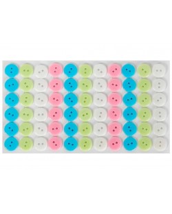Пластмасови копчета Fandy - самозалепващи, 12mm, 66 броя, пастелни цветове