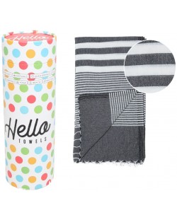 Памучна кърпа в кутия Hello Towels - Malibu, 100 х 180 cm, черно-бяла