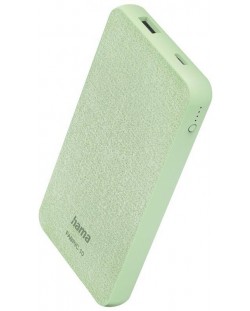 Портативна батерия Hama - Fabric 10, 10000 mAh, зелена