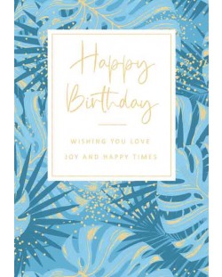 Поздравителна картичка Artige - Честит рожден ден, синьо и златисто