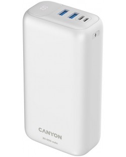 Портативна батерия Canyon - PB-301, 30000 mAh, бяла