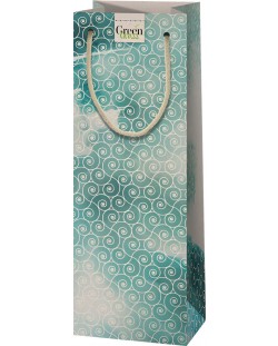 Подаръчна торбичка Cardex - Синьо и бяло, за бутилка, 12 х 36 cm