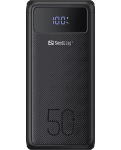 Портативна батерия Sandberg - USB-C PD 130W, 50000 mAh, черна
