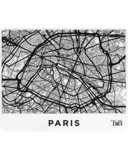 Подложка за мишка T'nB - Paris, S, мека, черна/бяла