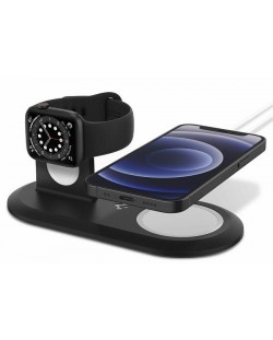 Поставка Spigen - MagFit Duo, Apple Watch, MagSafe, черна