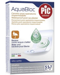 AquaBloc Постоперативни пластири, 5 x 7 cm, 5 броя, Pic Solution