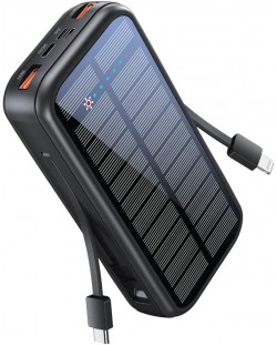 Портативна батерия ProMate - Ecolight Solar, 20000 mAh, черна