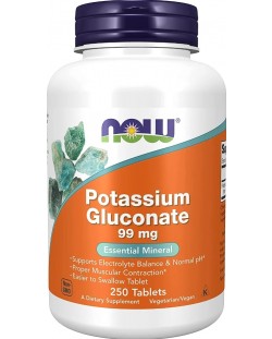 Potassium Gluconate, 99 mg, 250 таблетки, Now