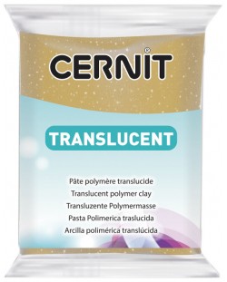 Полимерна глина Cernit Translucent - Златиста с брокат, 56 g