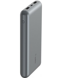 Портативна батерия Belkin - Boost Charge 20K, кабел USB-C, сива