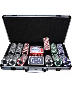 Алуминиево куфарче с 300 покер чипа с метална сърцевина                         