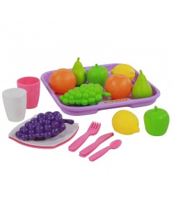 Детски кухненски комплект Polesie - Поднос с плодове, 21 елемента