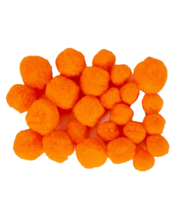 Помпони Fandy - 24 броя, 3 размера, оранжеви