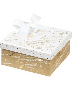Подаръчна кутия Giftpack Bonnes Fêtes - С панделка, 16 x 16 cm