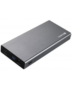 Портативна батерия Sandberg - USB-C PD 100W, 20000 mAh/100W, сива
