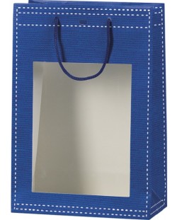 Подаръчна торбичка Giftpack - 20 x 10 x 29 cm, синя, PVC прозорец