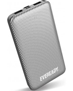 Портативна батерия EVEREADY - Slim, 10000 mAh, сребриста