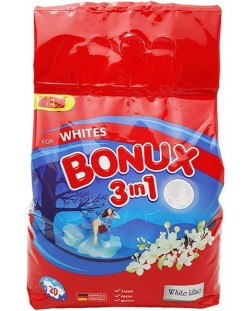 Прах за пране 3 in 1 Bonux - White Lilac, 20 пранета