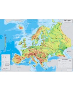 Природогеографска карта на Европа, М 1:5 000 000 (ДатаМап)