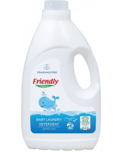 Препарат за пране Friendly Organic - За бебешки дрехи, без аромат, 2l